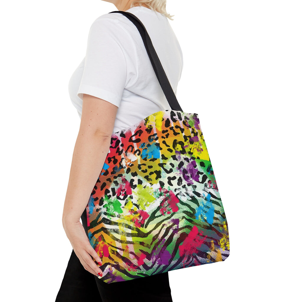 Rainbow Cheetah Zebra Print Tote Bag: Vibrant Festival Purse