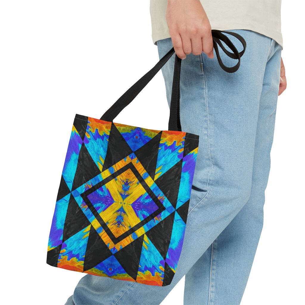 Geometric Kaleidoscope Tote Bag: Vibrant Rave EDM Accessory