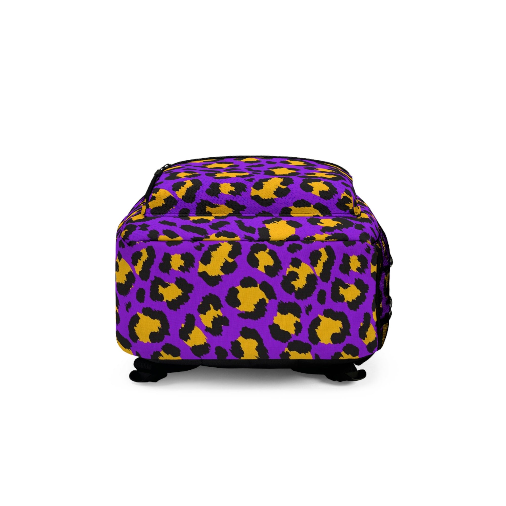 Cheetah Print Festival Backpack: Purple & Yellow Animal Skin Travel Bag