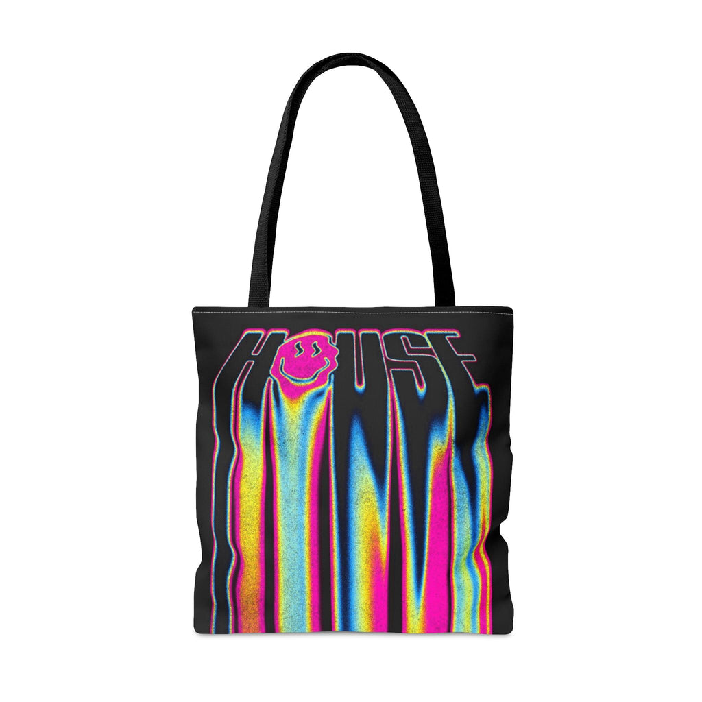 Rave Tote Bag: Smiley Face Melting House Music Design