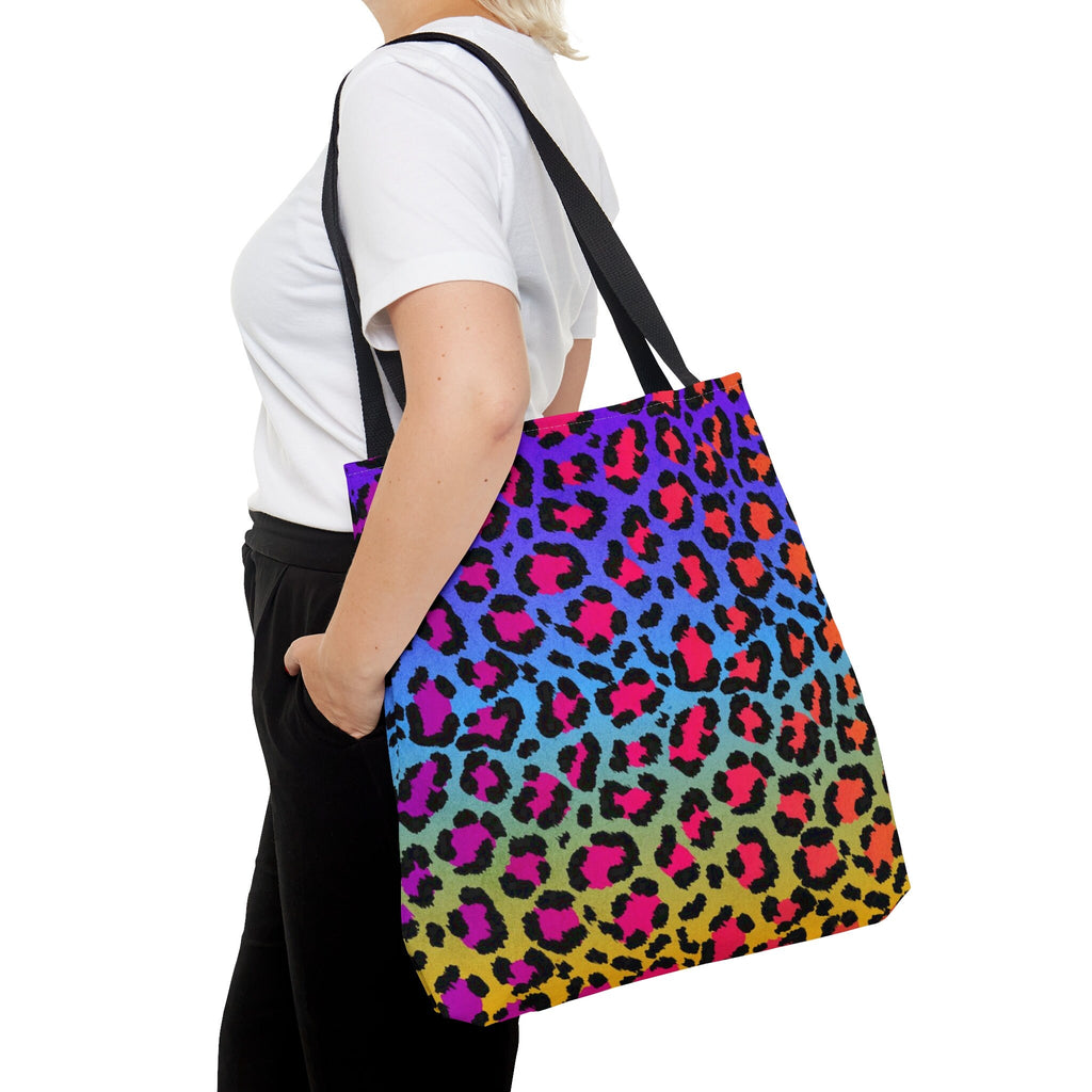 Rainbow Cheetah Print Tote Bag: Psychedelic Rave Accessory