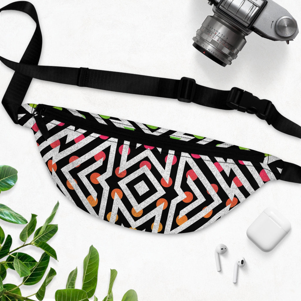 Sweetness Festival Fanny Pack: Geometric Polka Dot Gradient Vibrant Accessory with Lay-Flat Design