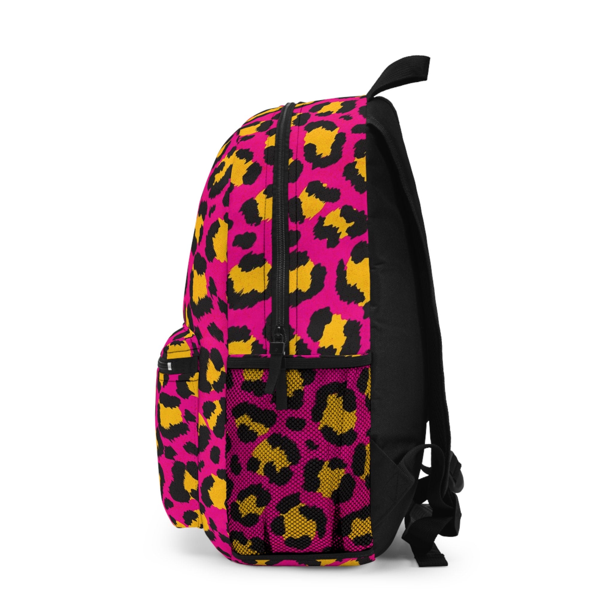 Cheetah Print Festival Backpack: Pink & Yellow Rave Bag