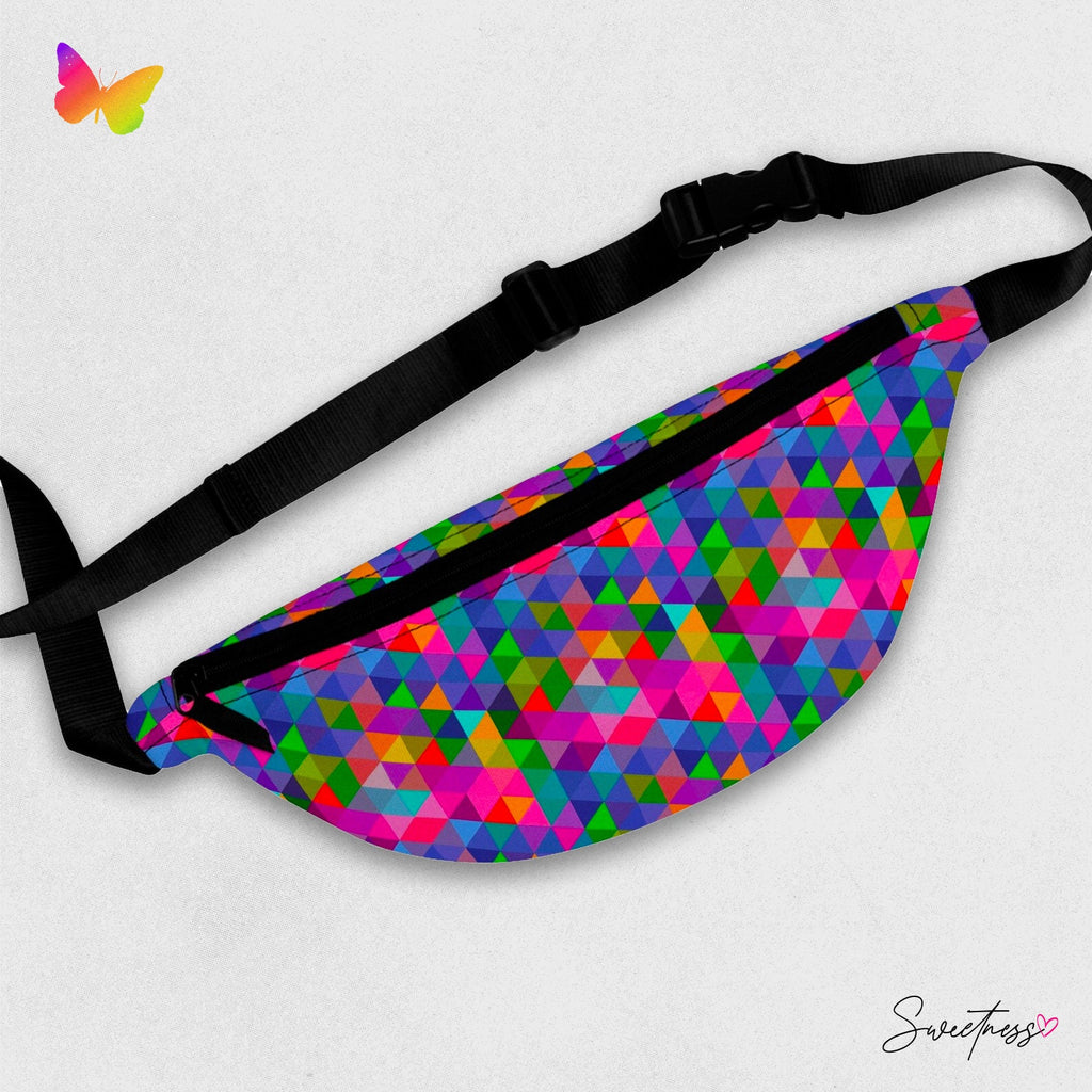 Rainbow Mosaic Fanny Pack: Geometric Festival Rave Waist Bag