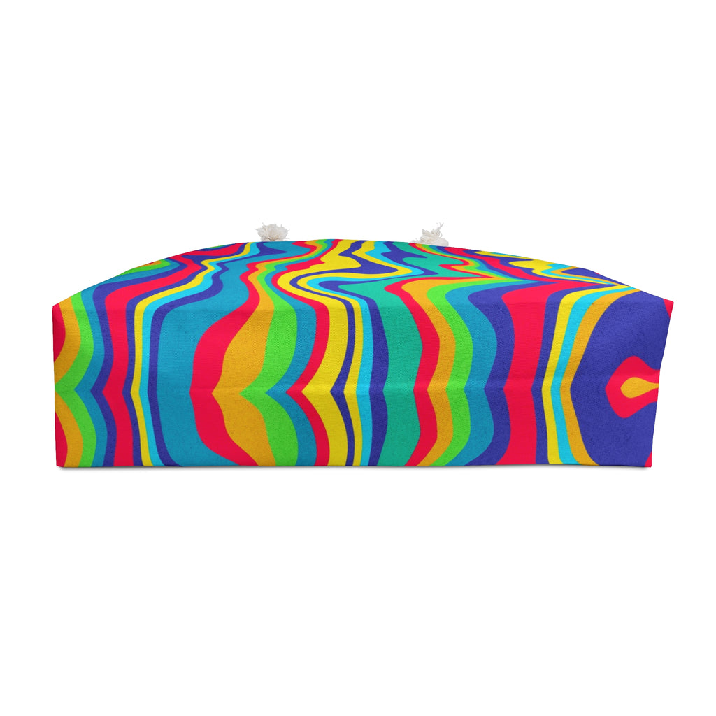 Psychedelic Rainbow Weekender Bag — Retro Swirl Travel Tote