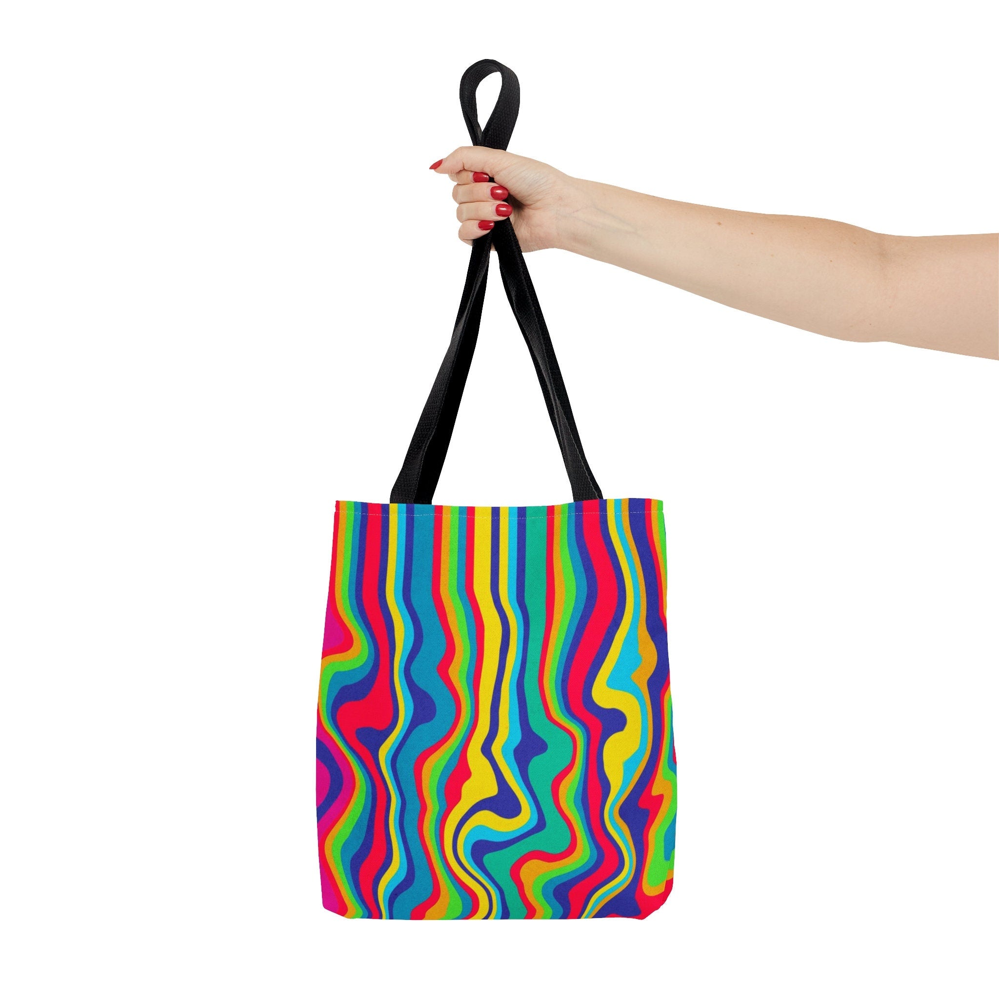 Abstract Paint Swirl Festival Tote Bag: Vibrant Neon Boho Accessory