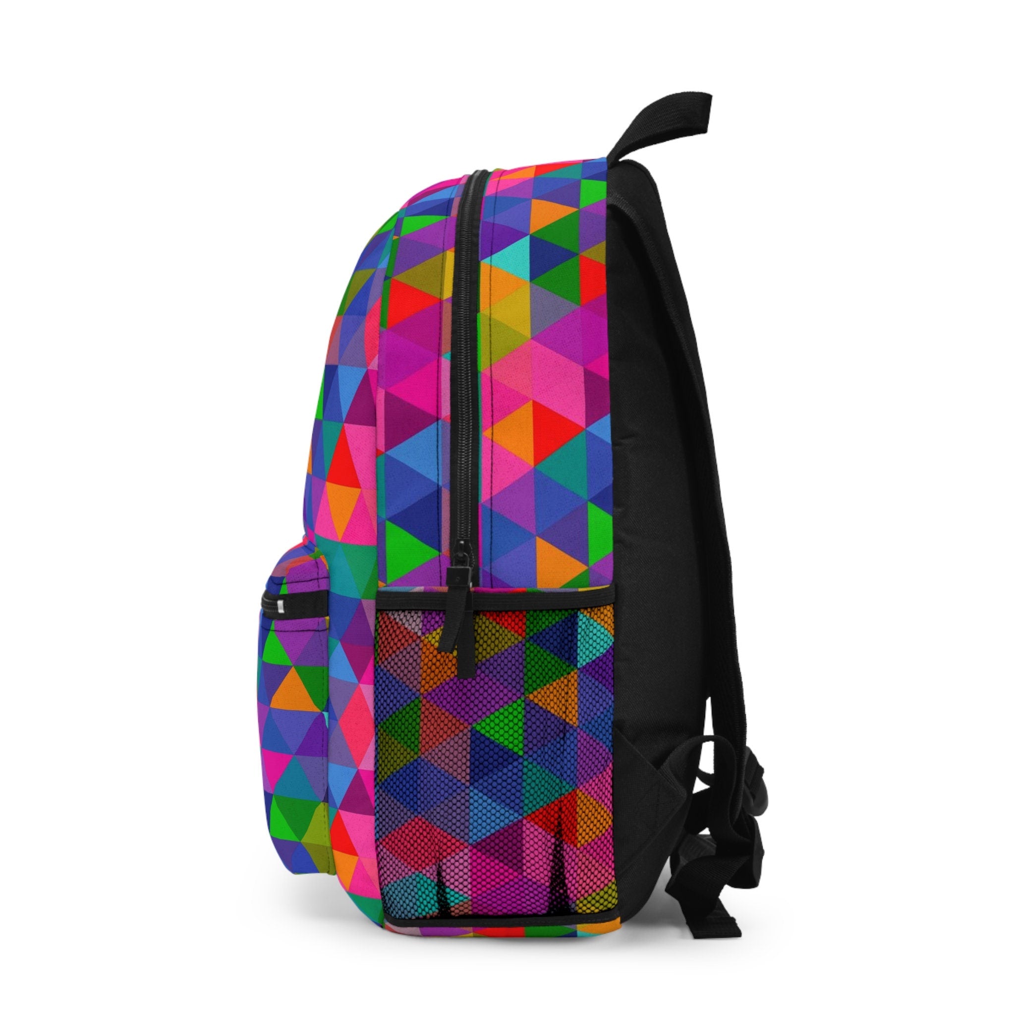 Rainbow Triangles Festival Backpack: Geometric Rave Bag