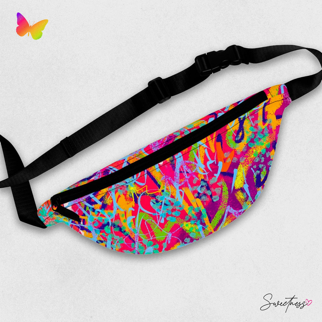 Abstract Chalk Art Fanny Pack: Vibrant Festival Waist Bag