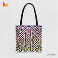 Geometric Polka Dot Tote Bag: Neon Rave Festival Accessory
