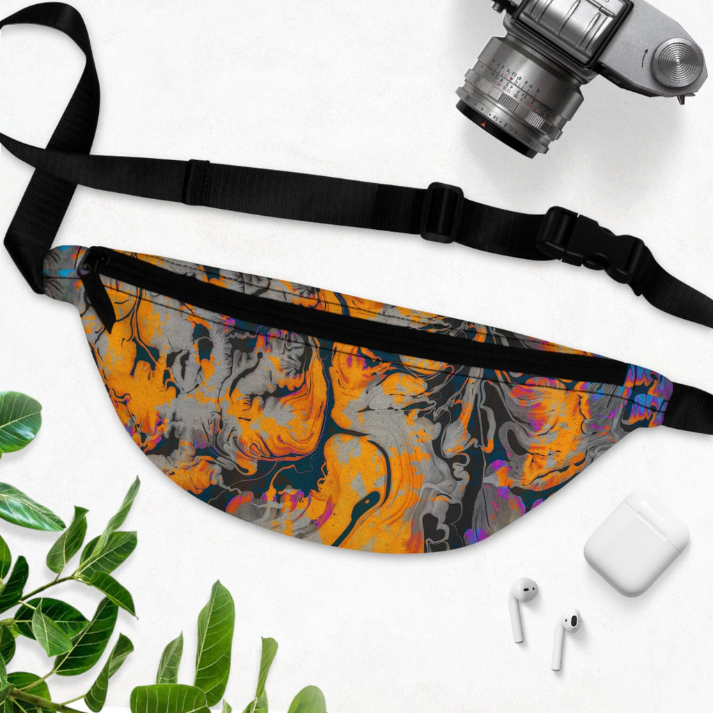Sweetness Festival Fanny Pack: Black Yellow Abstract Paint Colorful Vibrant Accessory with Lay-Flat Design
