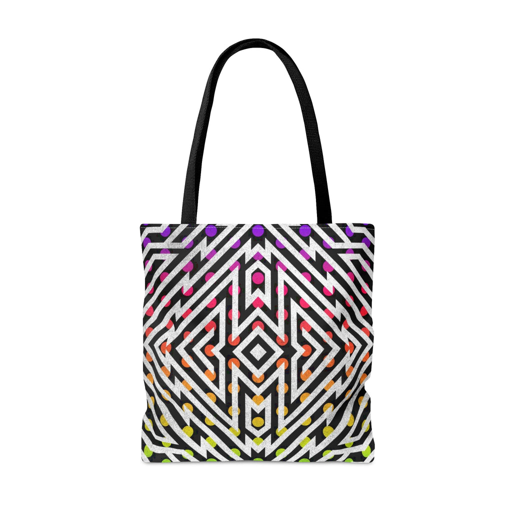 Geometric Polka Dot Tote Bag: Neon Rave Festival Accessory