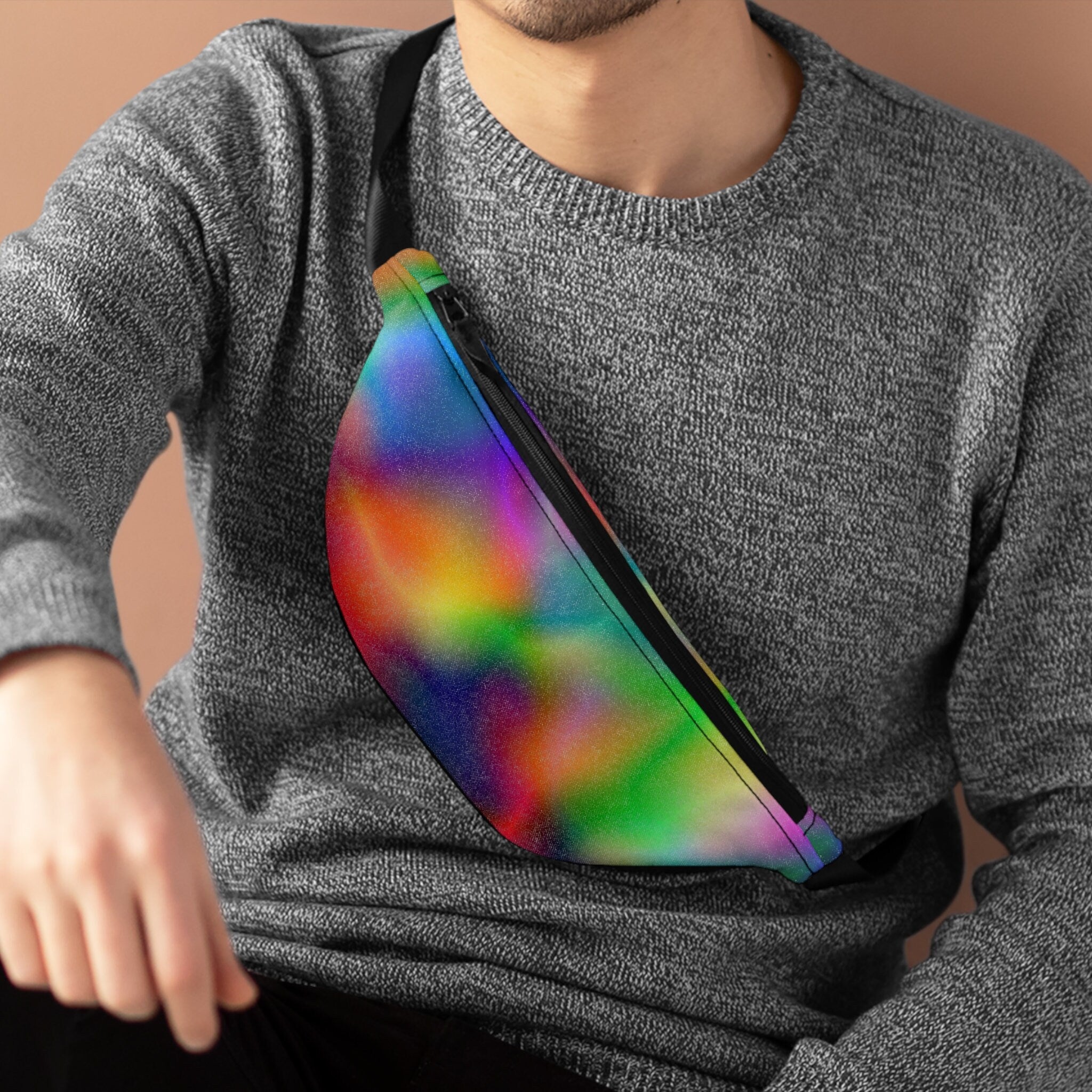 Sweetness Festival Fanny Pack: Galaxy Rainbow Gradient Abstract Vibrant Accessory with Lay-Flat Design