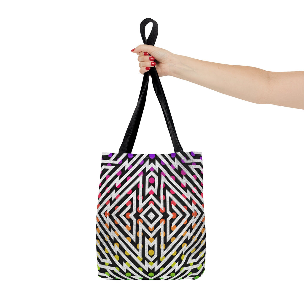 Geometric Polka Dot Tote Bag: Neon Rave Festival Accessory