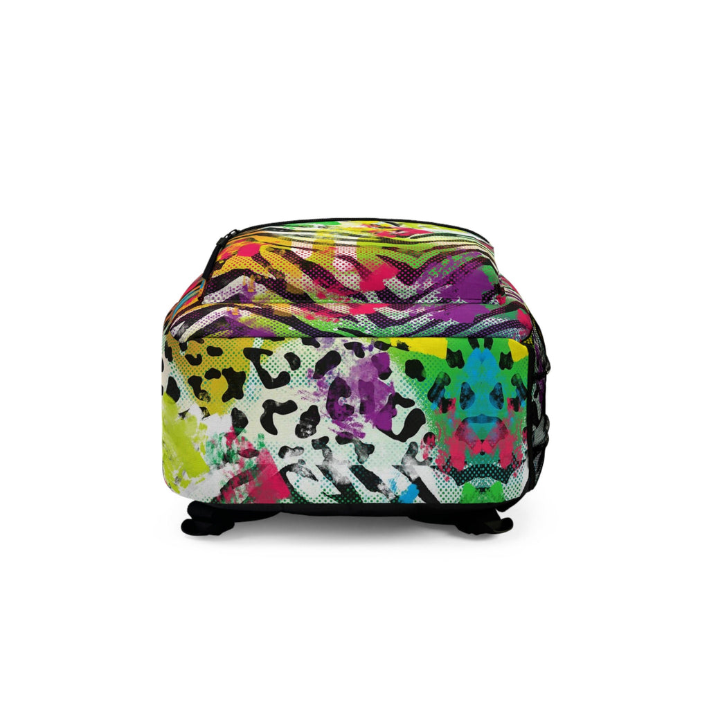 Rainbow Cheetah Print Festival Backpack: Rave EDM Travel Bag