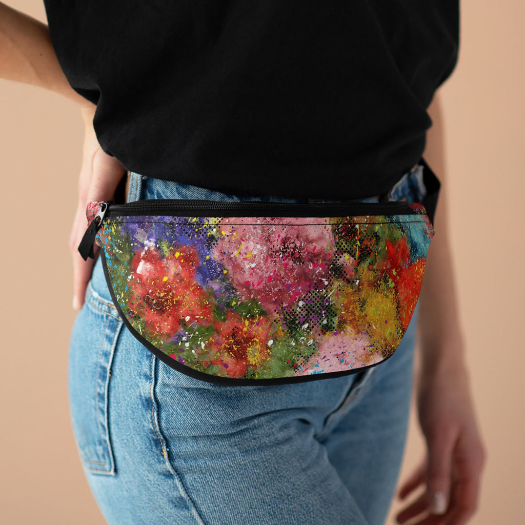 Floral Rainbow Festival Fanny Pack: Vibrant Rave Hip-Pouch