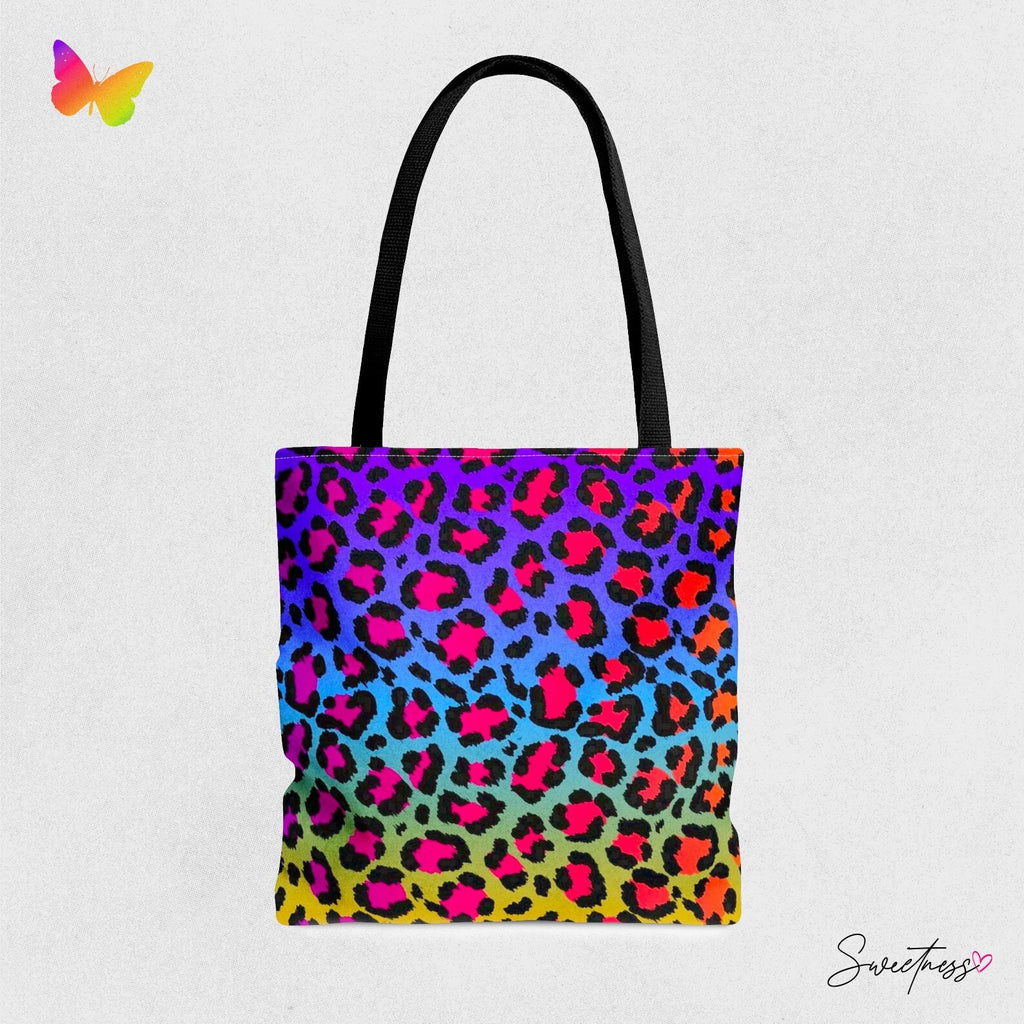 Rainbow Cheetah Print Tote Bag: Psychedelic Rave Accessory