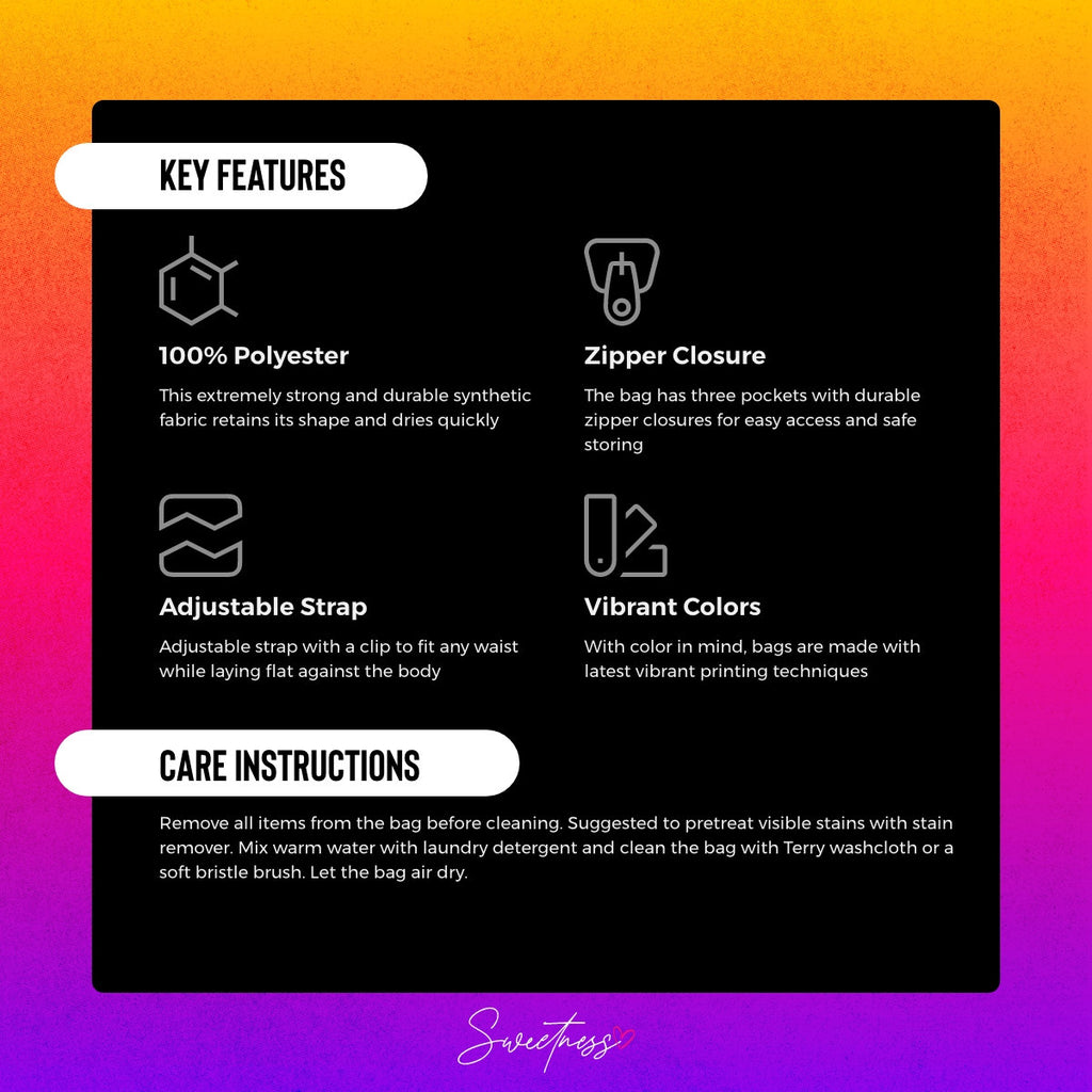 Rainbow Abstract Festival Fanny Pack: Vibrant Lay-Flat Waist Bag