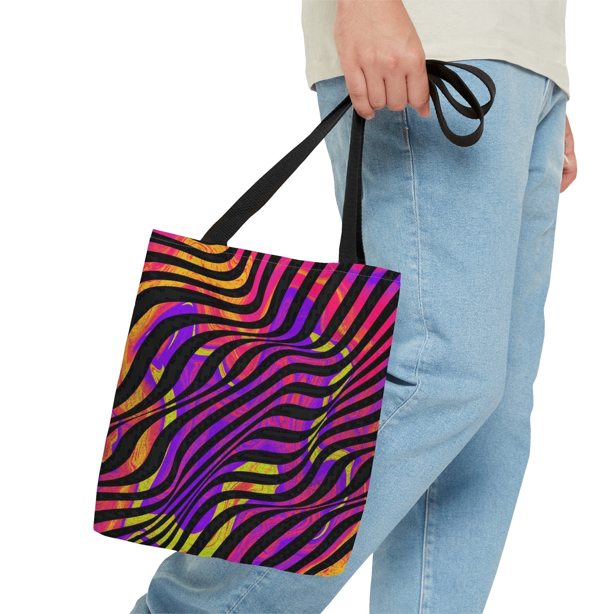 Festival Tote Bag: Abstract Pour Paint Kaleidoscope Design