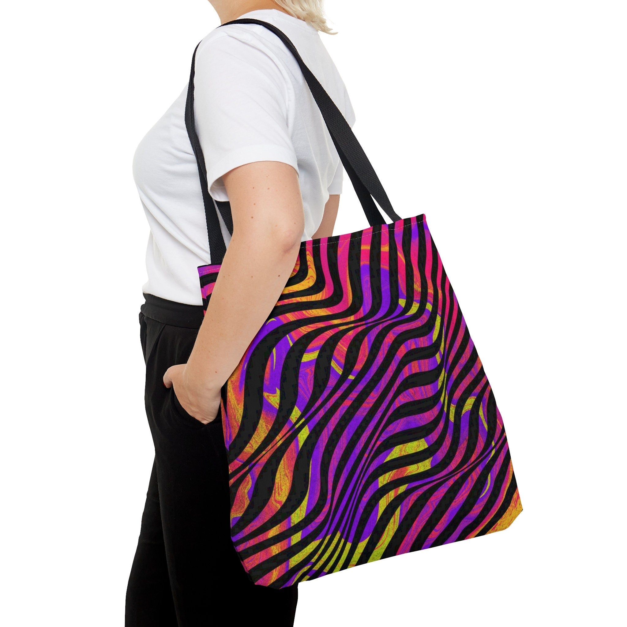 Festival Tote Bag: Abstract Pour Paint Kaleidoscope Design
