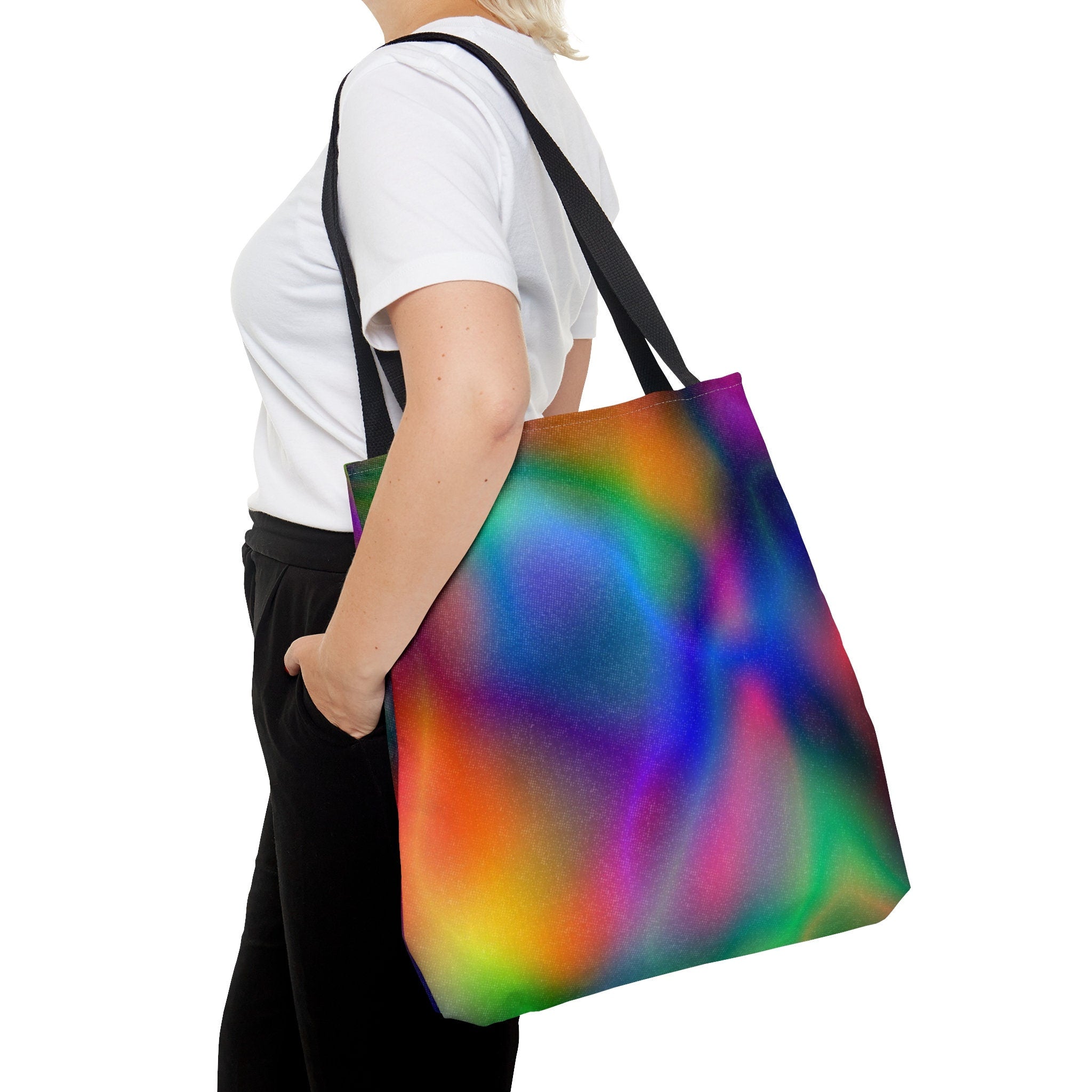 Galaxy Rainbow Tote Bag: Abstract Neon Festival Accessory