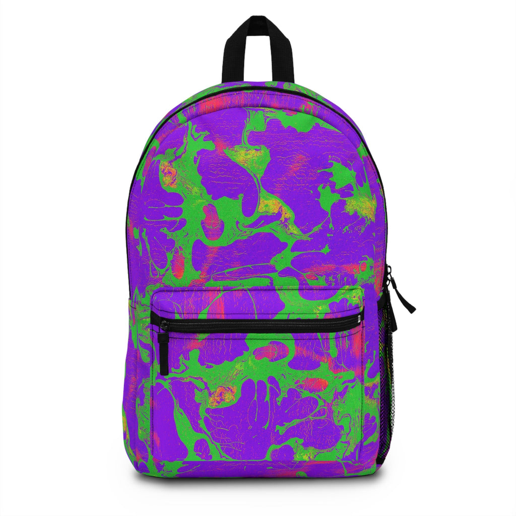 Purple Green Abstract Festival Backpack: Rave EDM Accessory