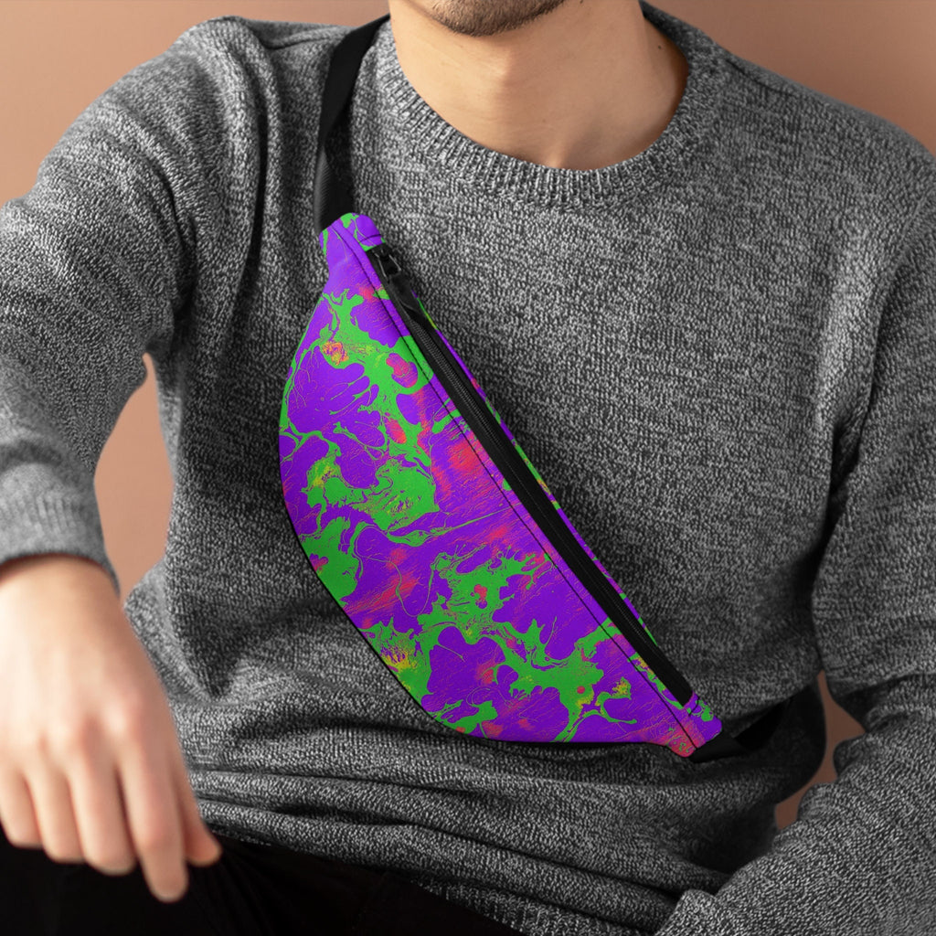 Sweetness Festival Fanny Pack: Purple Faze Abstract Vibrant Accessory with Lay-Flat Design