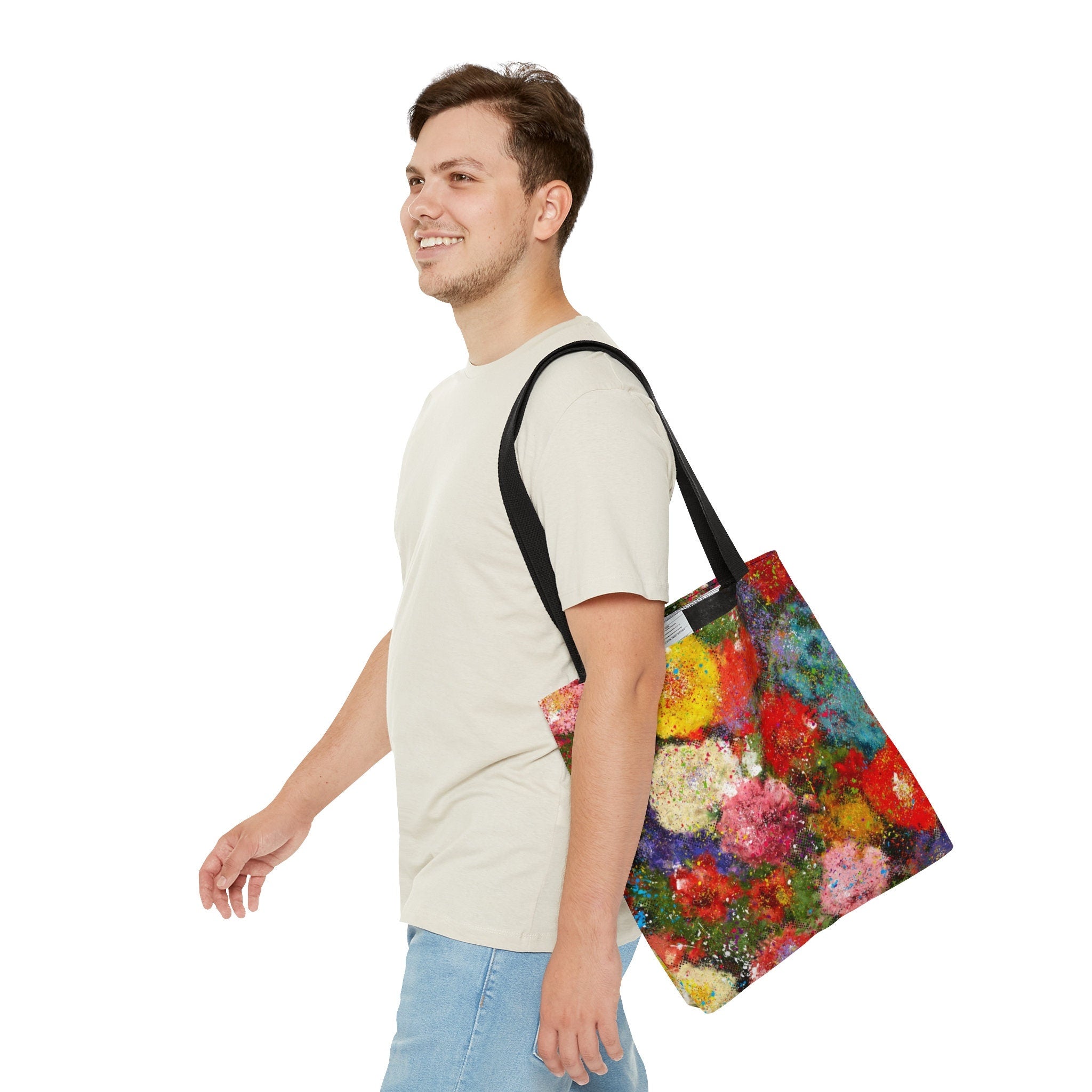 Floral Festival Tote Bag: Rainbow Abstract Psychedelic Rave Accessory