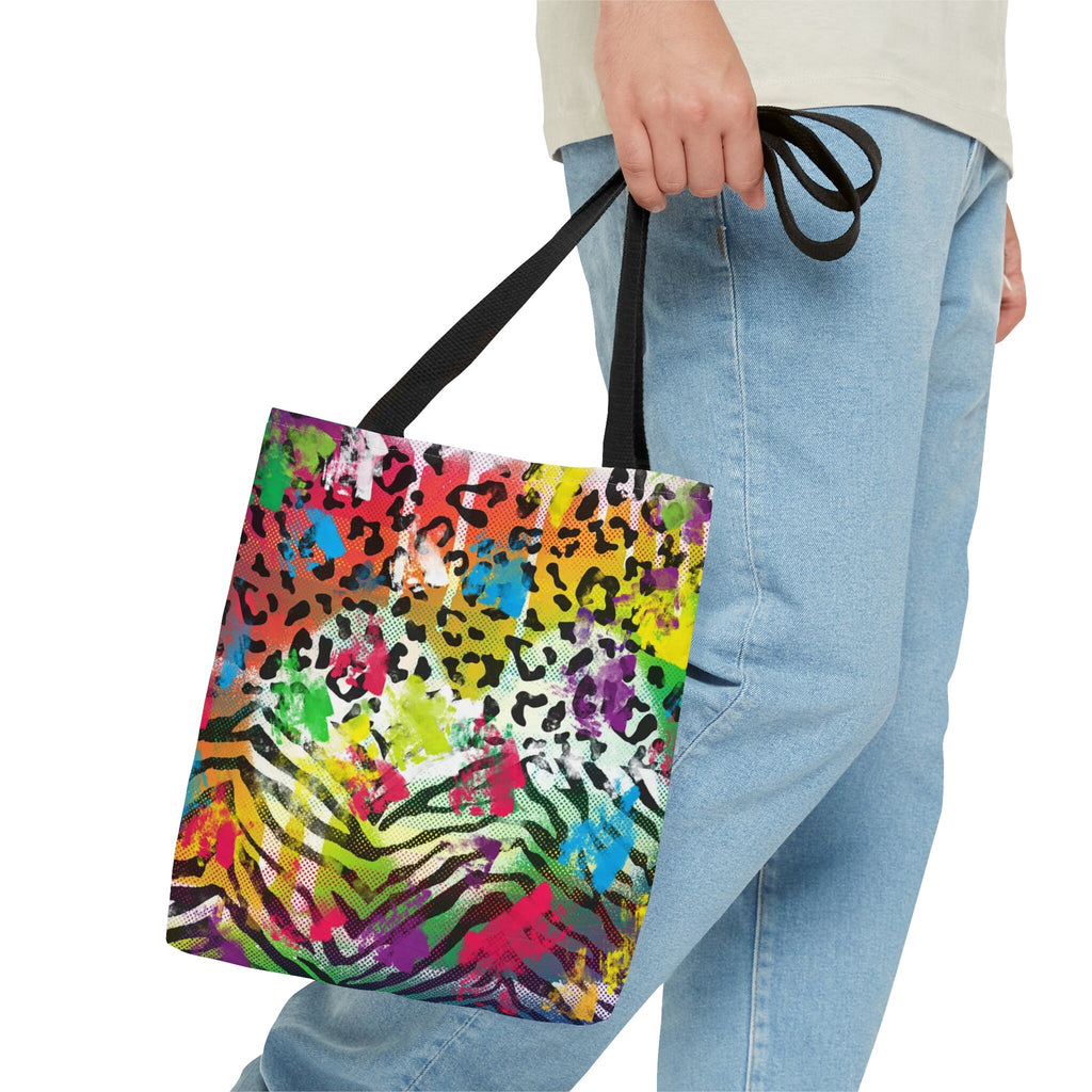 Rainbow Cheetah Zebra Print Tote Bag: Vibrant Festival Purse