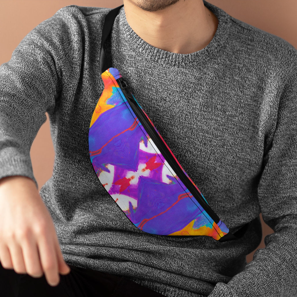 Psychedelic Festival Fanny Pack: Purple Yellow Rave Waist Bag