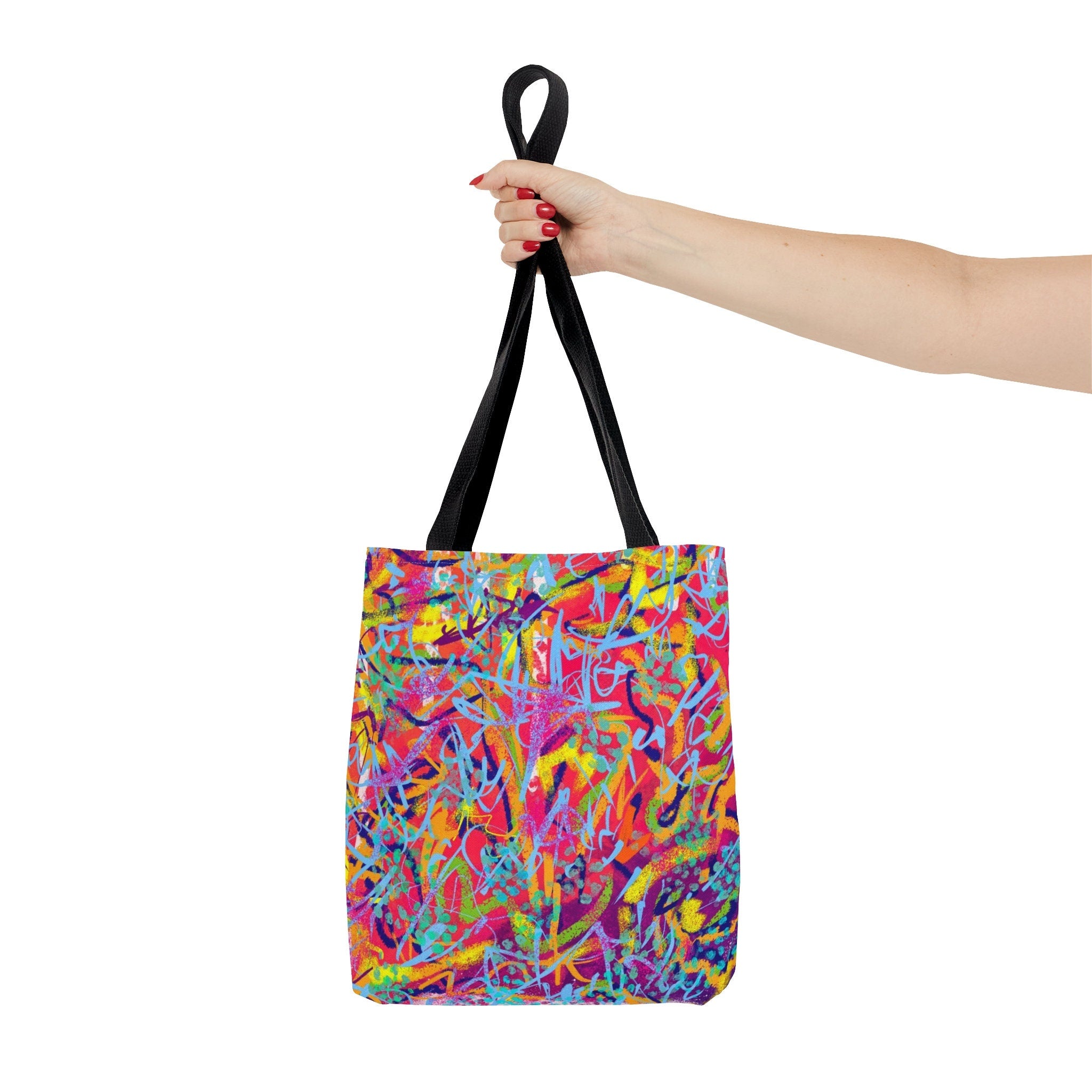 Abstract Grunge Tote Bag: Vibrant Geometric Rave Accessory