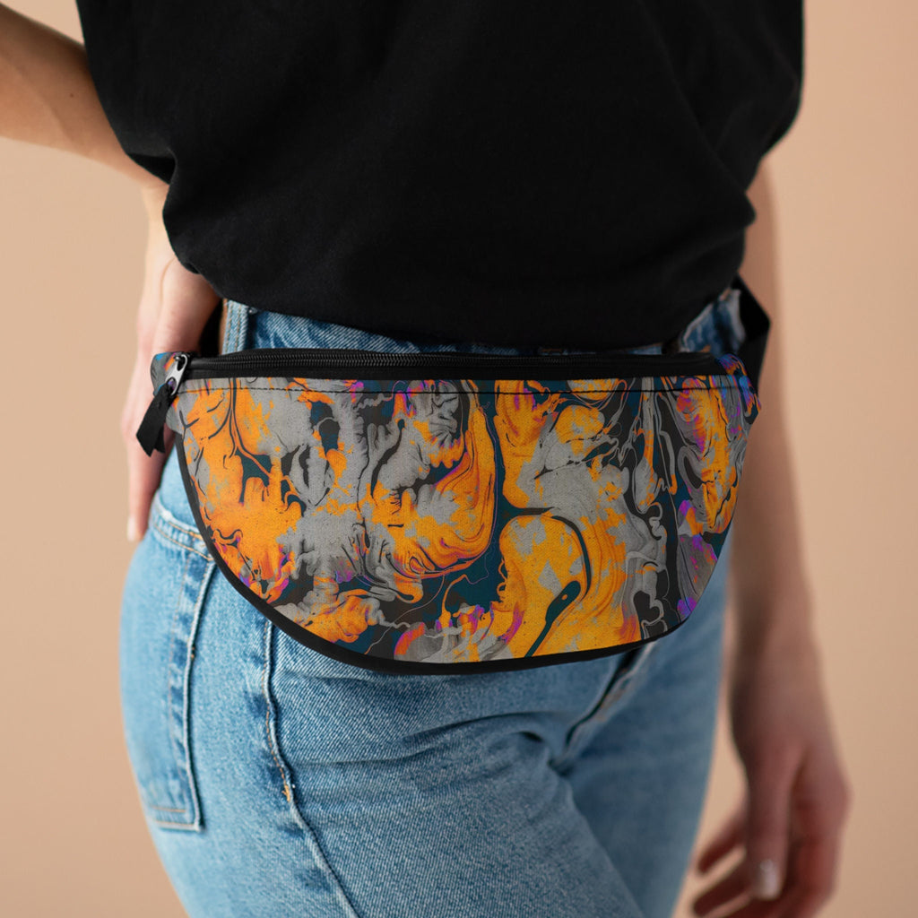 Sweetness Festival Fanny Pack: Black Yellow Abstract Paint Colorful Vibrant Accessory with Lay-Flat Design