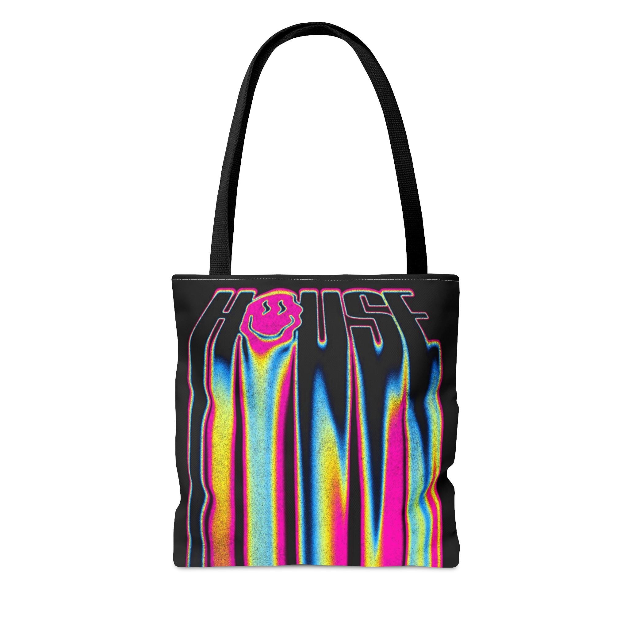 Rave Tote Bag: Smiley Face Melting House Music Design