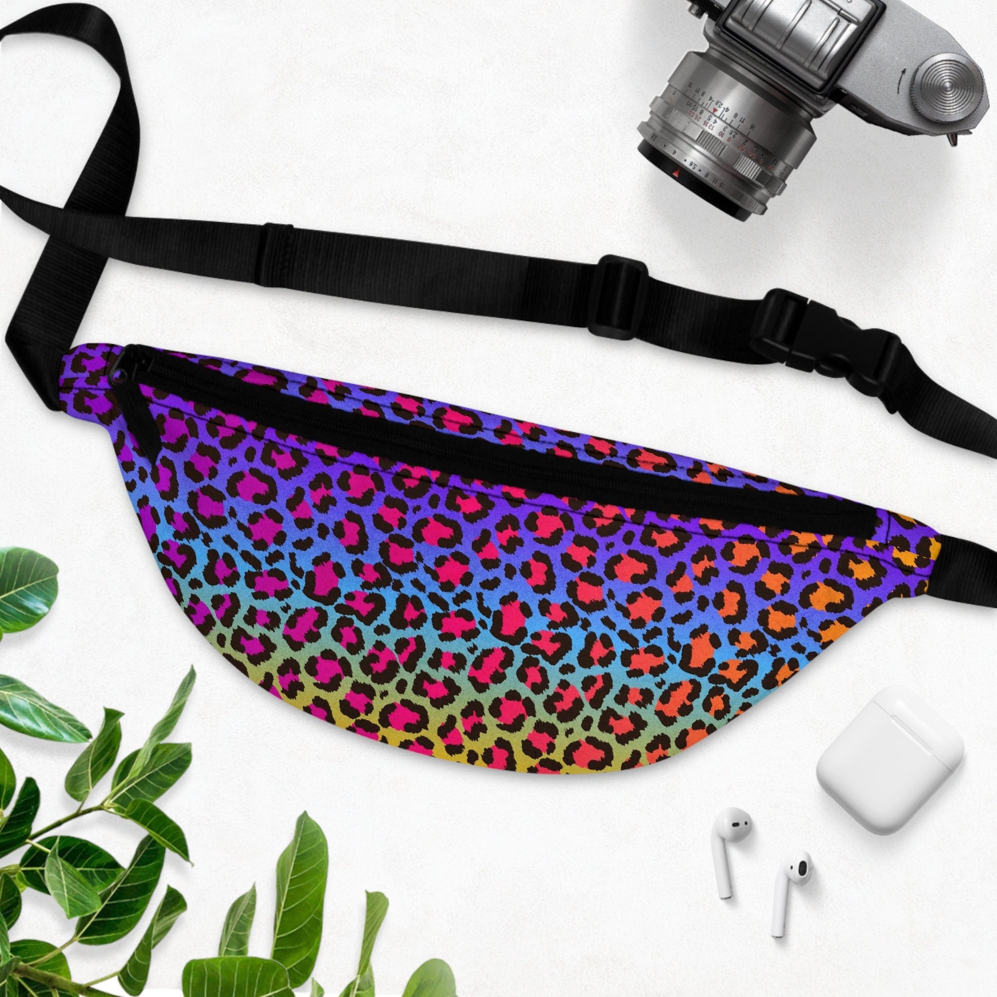 Rainbow Cheetah Fanny Pack: Psychedelic Festival Waist Bag