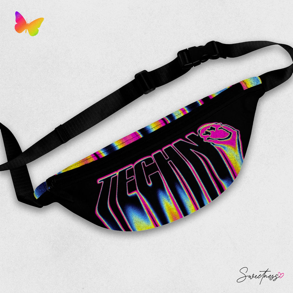 Techno Music Fanny Pack: Abstract Smiley Face Rave Accessory