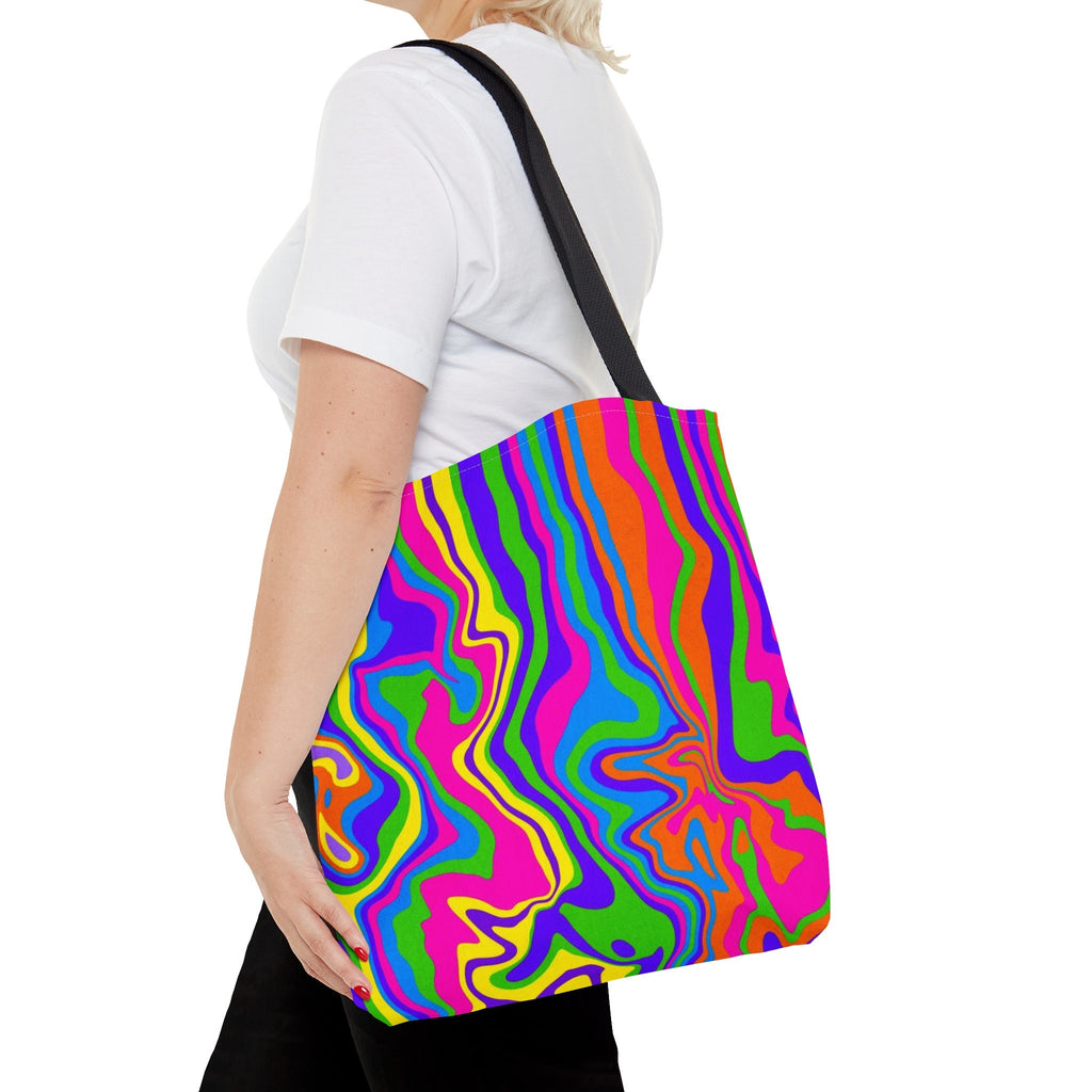 Neon Paint Swirl Tote Bag: Vibrant Rave EDM Accessory