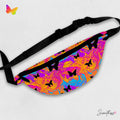Sweetness Festival Fanny Pack: Butterfly Purple Orange Swirl Abstract Vibrant Accessory with Lay-Flat Design
