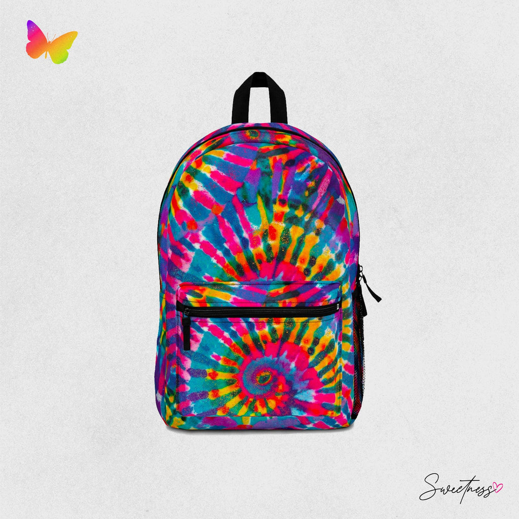Tie Dye Festival Backpack: Rainbow Rave EDM Travel Bag
