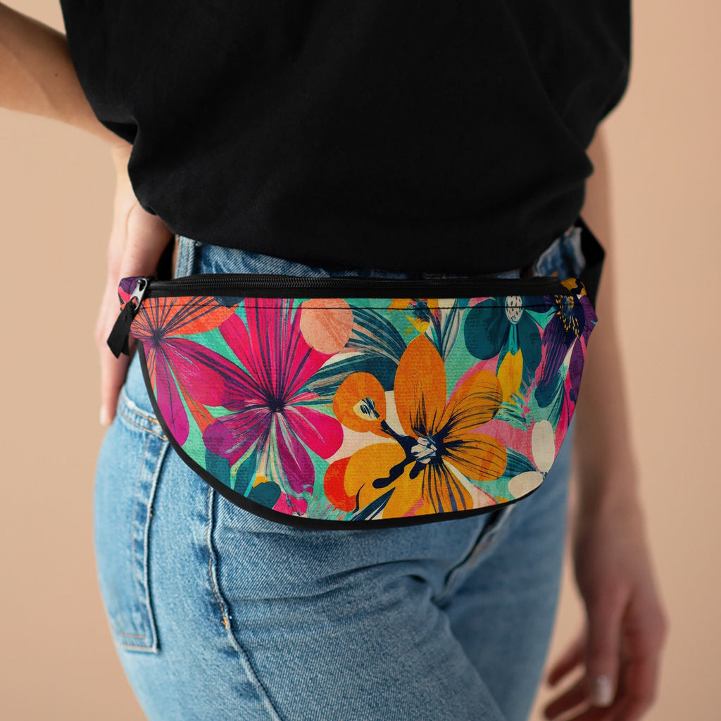 Rainbow Floral Fanny Pack: Vibrant Hawaiian Festival Waist Bag