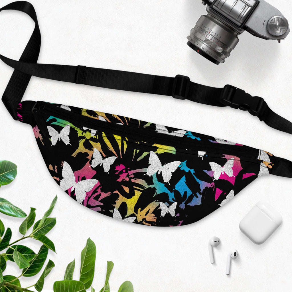 Rainbow Butterfly Fanny Pack: Vibrant Festival Rave Accessory