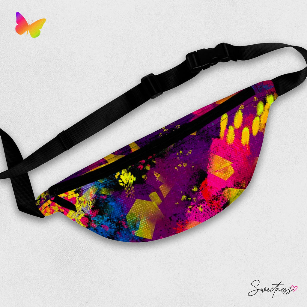 Abstract Art Fanny Pack: Vibrant Rave Festival Waist Bag
