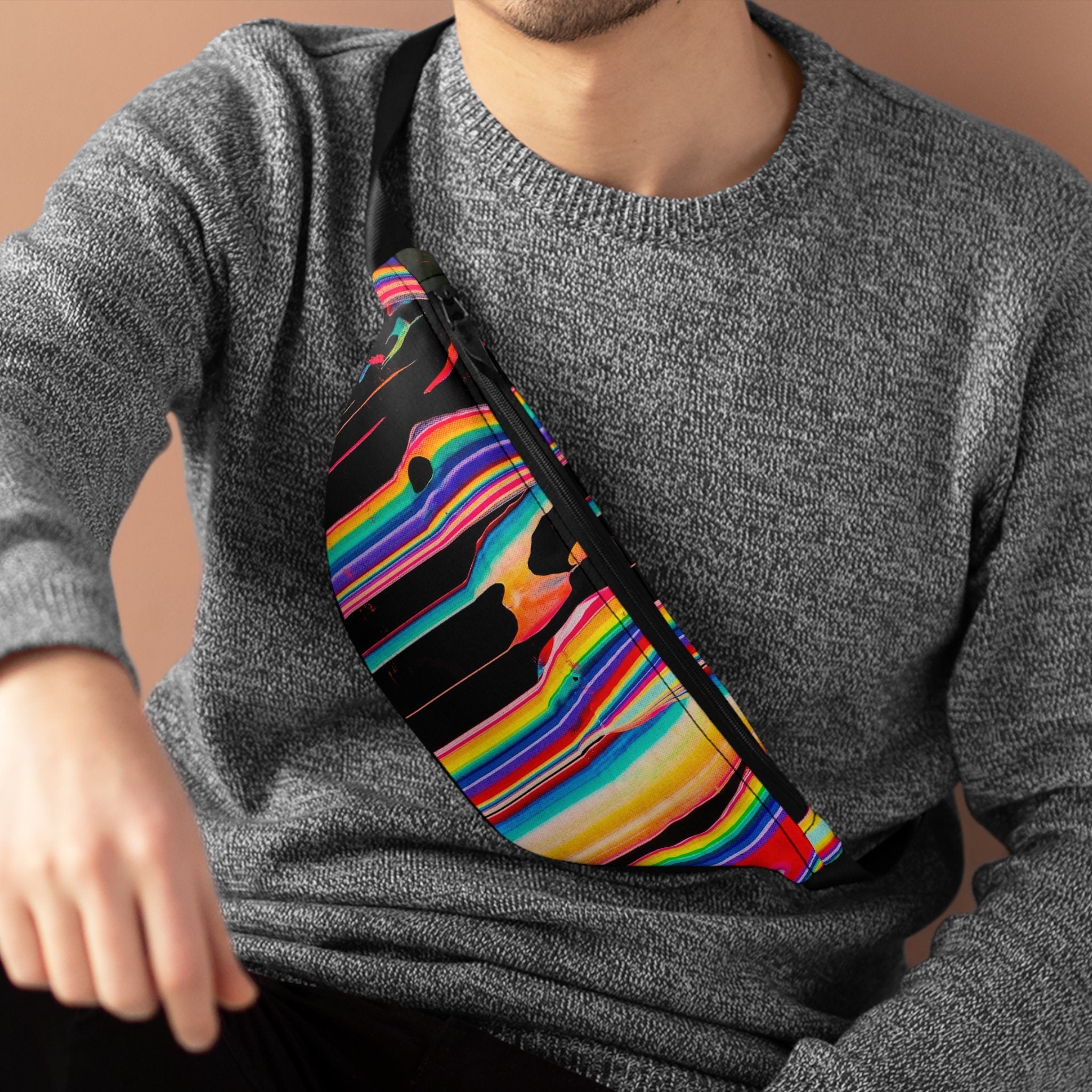 Rainbow Paint Drip Fanny Pack: Vibrant Festival Waist Bag