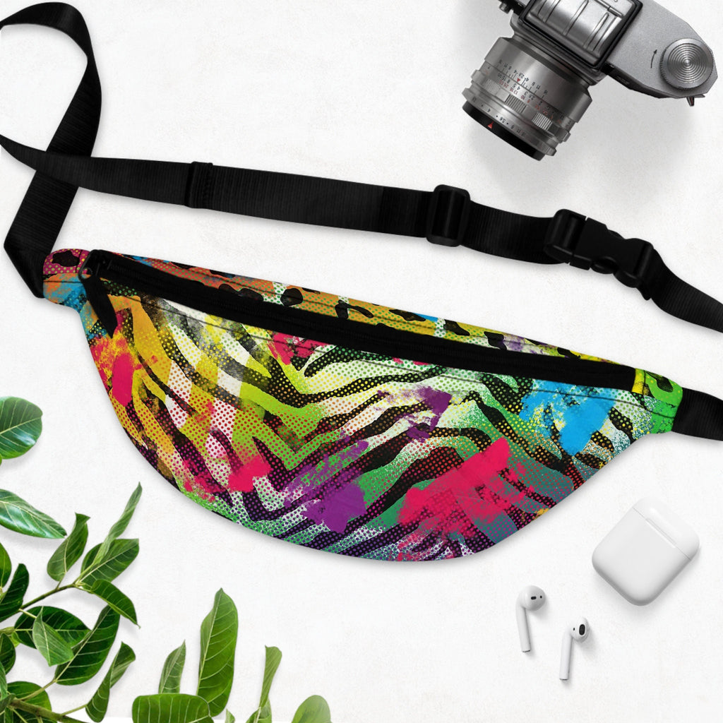Rainbow Animal Print Fanny Pack: Vibrant Festival Waist Bag