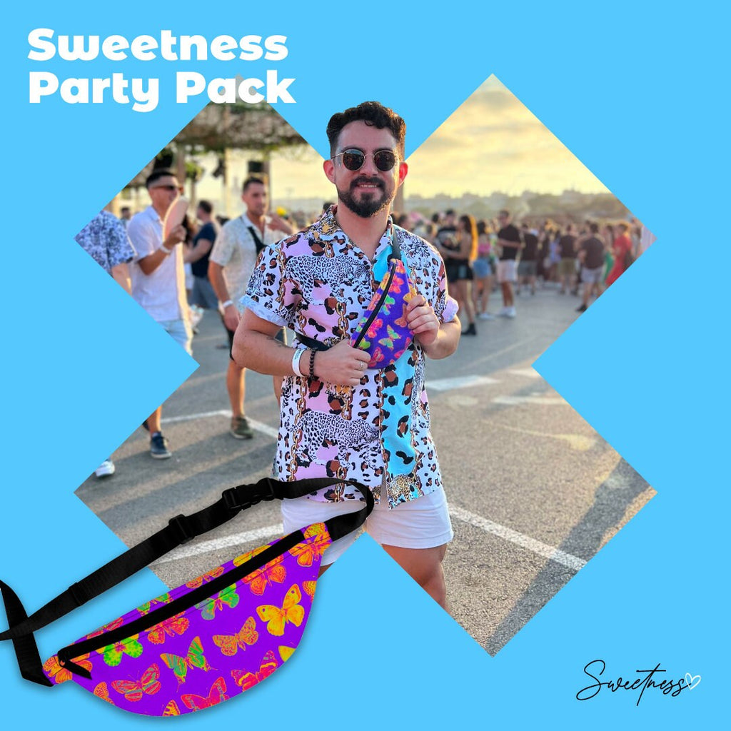 Sweetness Festival Fanny Pack: Multi-color Purple Butterfly Vibrant Accessory with Lay-Flat Design