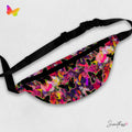 Sweetness Festival Fanny Pack: Black Butterfly Abstract Pink Green Yellow Colorful Vibrant Accessory with Lay-Flat Design