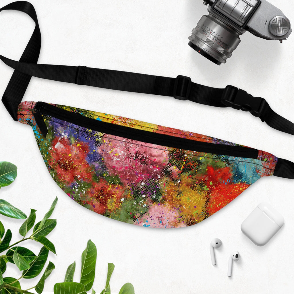 Floral Rainbow Festival Fanny Pack: Vibrant Rave Hip-Pouch