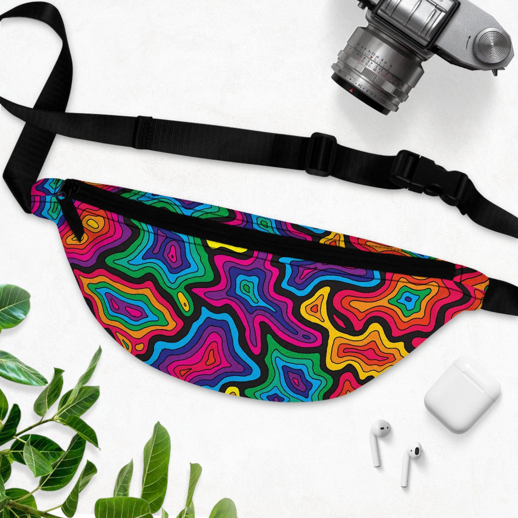 Geode Rainbow Fanny Pack: Abstract EDM Rave Accessory