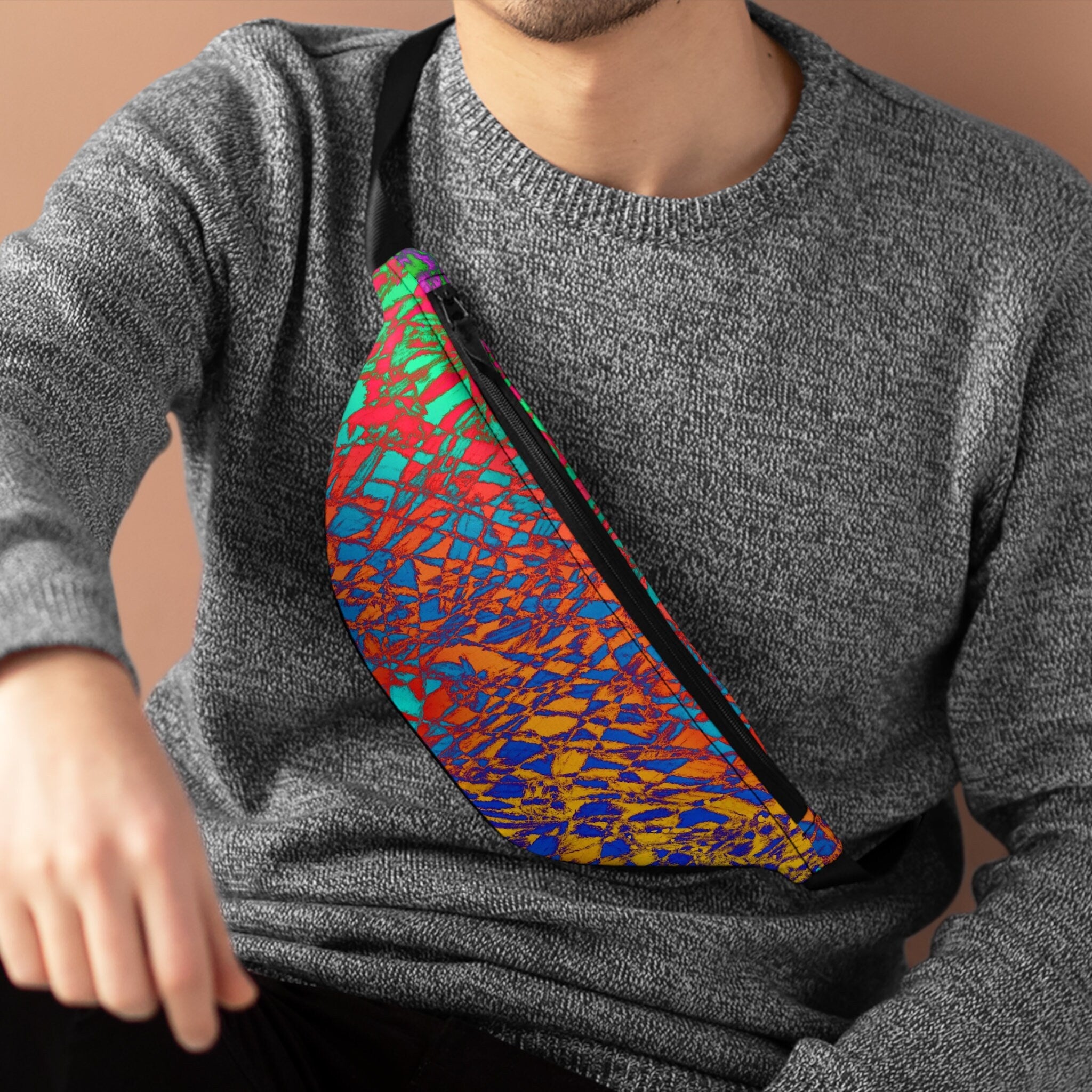 Sweetness Festival Fanny Pack: Orange Crush Abstract Colorful Vibrant Accessory with Lay-Flat Design