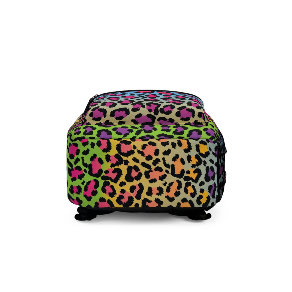 Rainbow Cheetah Print Festival Backpack: Rave EDM Travel Bag