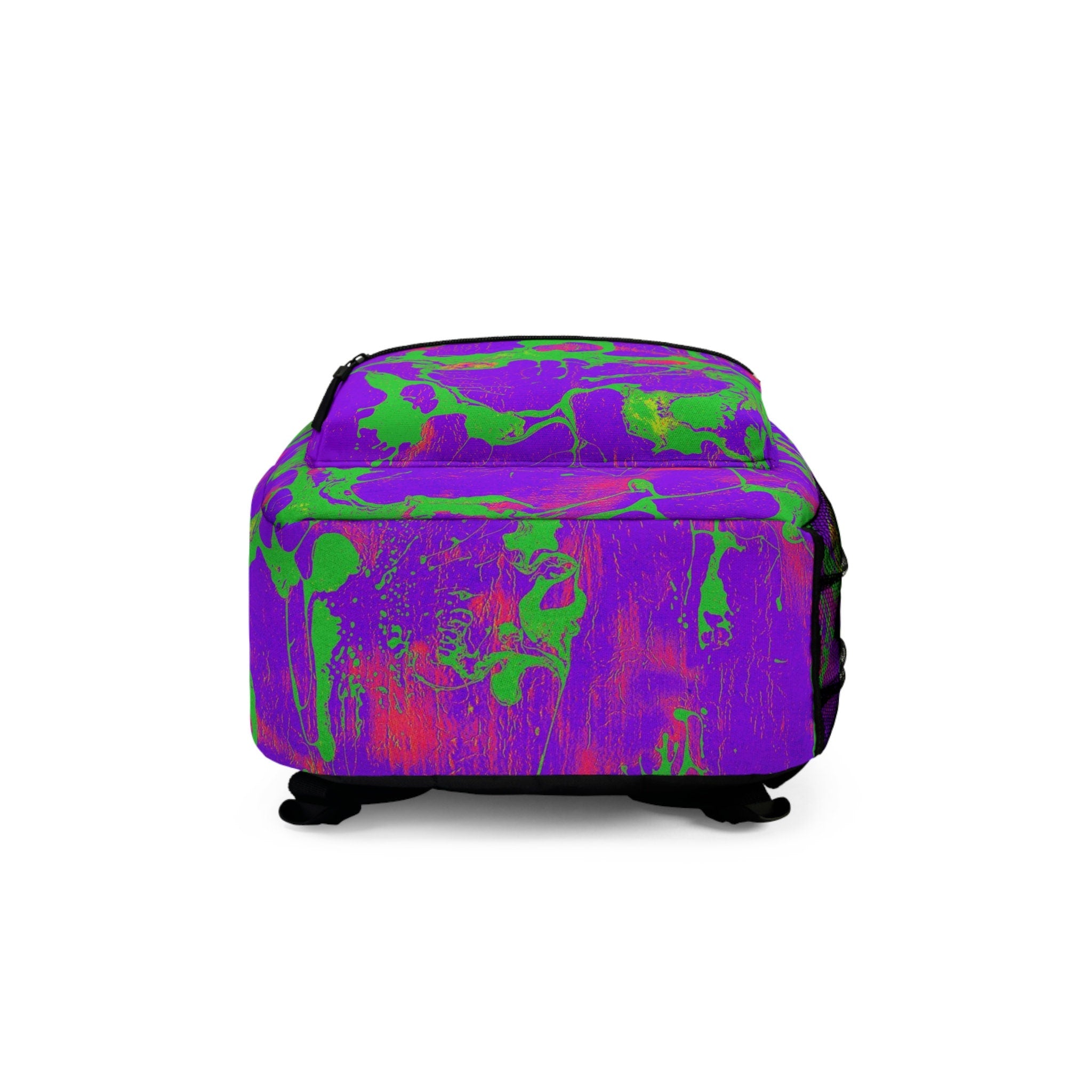Purple Green Abstract Festival Backpack: Rave EDM Accessory