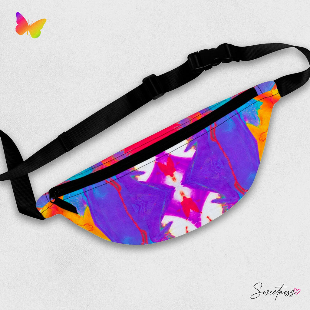 Psychedelic Festival Fanny Pack: Purple Yellow Rave Waist Bag